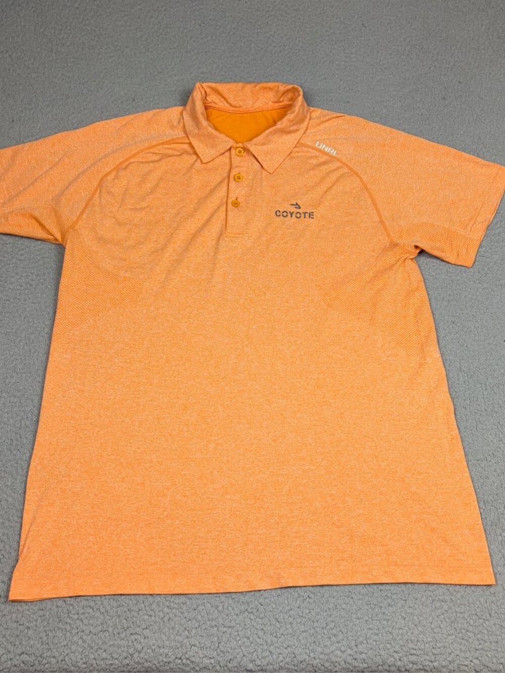 UNRL Performance Polo Mens Size XL Orange Stretch Athletic Collar Buttons Logo